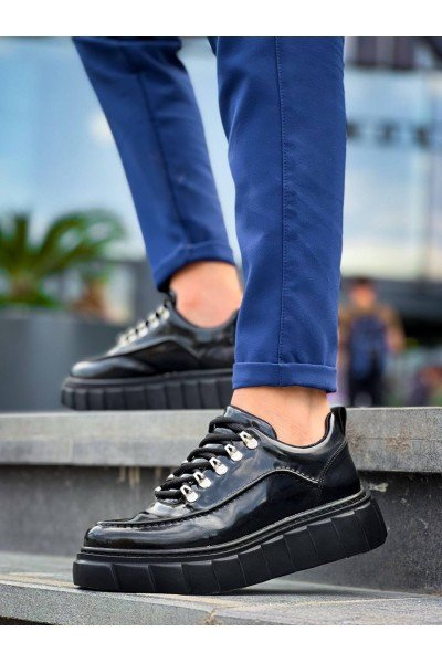 KB-X10 Kuback Siyah Rugan Siyah Yüksek Taban Günlük Spor Ayakkabı KB-X10 Kuback Siyah Rugan Siyah Yüksek Taban Günlük Spor Ayakkabı