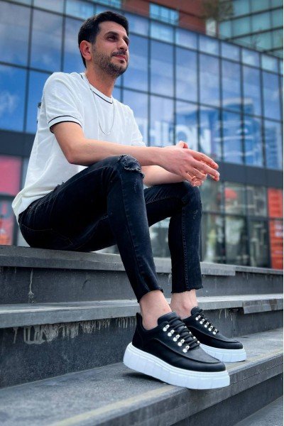 KB-X10 Kuback Siyah Cilt Beyaz Yüksek Taban Günlük Spor Ayakkabı KB-X10 Kuback Siyah Cilt Beyaz Yüksek Taban Günlük Spor Ayakkabı