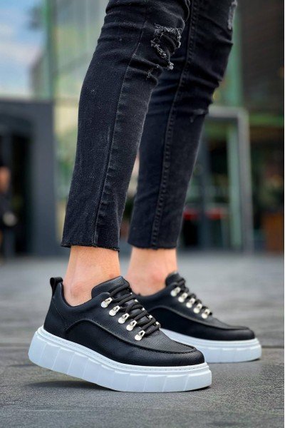 KB-X10 Kuback Siyah Cilt Beyaz Yüksek Taban Günlük Spor Ayakkabı KB-X10 Kuback Siyah Cilt Beyaz Yüksek Taban Günlük Spor Ayakkabı