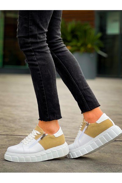 KB-X155 Kuback Beyaz Cilt Bej Süet Detaylı Beyaz Yüksek Taban Günlük Spor Ayakkabı KB-X155 Kuback Beyaz Cilt Bej Süet Detaylı Beyaz Yüksek Taban Günlük Spor Ayakkabı
