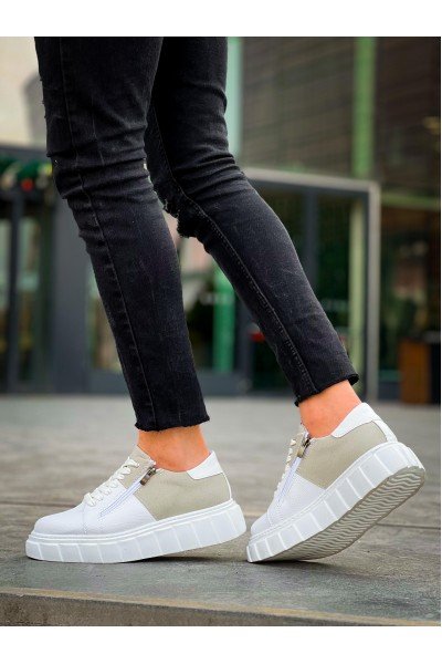 KB-X155 Kuback Beyaz Cilt Gri Süet Detaylı Beyaz Yüksek Taban Günlük Spor Ayakkabı KB-X155 Kuback Beyaz Cilt Gri Süet Detaylı Beyaz Yüksek Taban Günlük Spor Ayakkabı