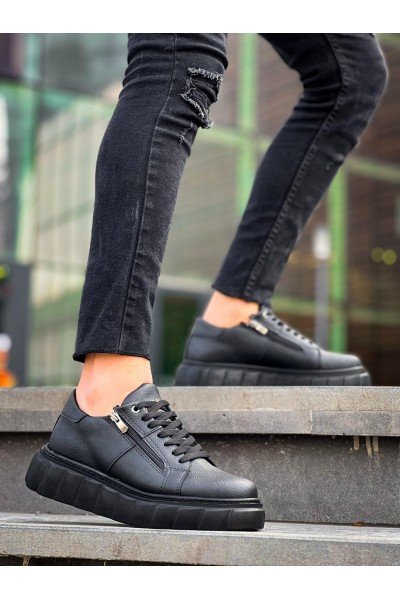 KB-X155 Kuback Siyah Cilt Detaylı Siyah Yüksek Taban Günlük Spor Ayakkabı KB-X155 Kuback Siyah Cilt Detaylı Siyah Yüksek Taban Günlük Spor Ayakkabı