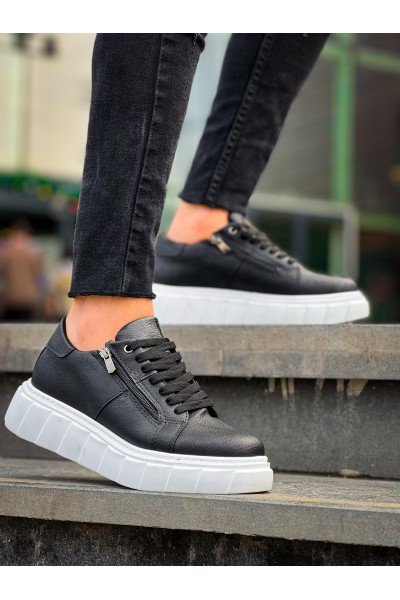 KB-X155 Kuback Siyah Cilt Detaylı Beyaz Yüksek Taban Günlük Spor Ayakkabı KB-X155 Kuback Siyah Cilt Detaylı Beyaz Yüksek Taban Günlük Spor Ayakkabı