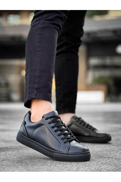 KB-BX1  Kuback Siyah Cilt Yüksek Siyah Taban Günlük Erkek Ayakkabı