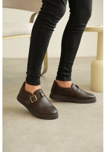 KB-KX1 Kuback Kahve Cilt Kürklü Günlük Erkek Ayakkabı