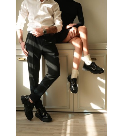 KB-KX6 Kuback Kömür Rugan Bağcıklı Günlük Unisex Ayakkabı