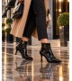 BayTuluk BT-S8 Siyah Rugan Sivri Burun 8 cm Yüksek Topuklu Stiletto Kadın Bot