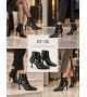 BayTuluk BT-S8 Siyah Rugan Sivri Burun 8 cm Yüksek Topuklu Stiletto Kadın Bot