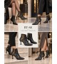 BayTuluk BT-S8 Siyah Yanki Sivri Burun 8 cm Yüksek Topuklu Stiletto Kadın Bot