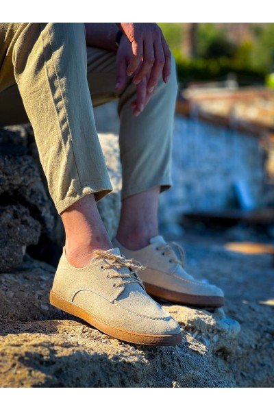 KB-X5 Kuback Bej  Süet Bağcıklı  Günlük Erkek Ayakkabı