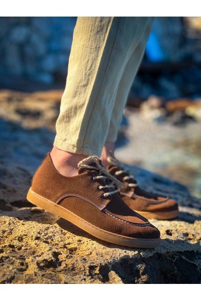 KB-X5 Kuback Kahve Süet Bağcıklı  Günlük Erkek Ayakkabı