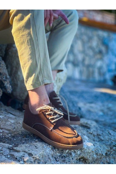 KB-X5 Kuback Kahve Süet Bağcıklı  Günlük Erkek Ayakkabı