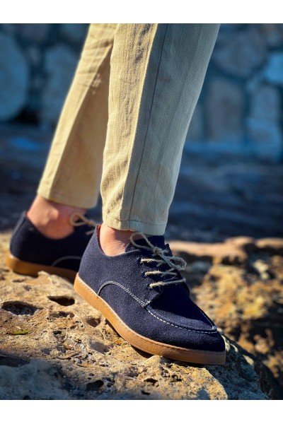 KB-X5 Kuback Lacivert  Süet Bağcıklı  Günlük Erkek Ayakkabı