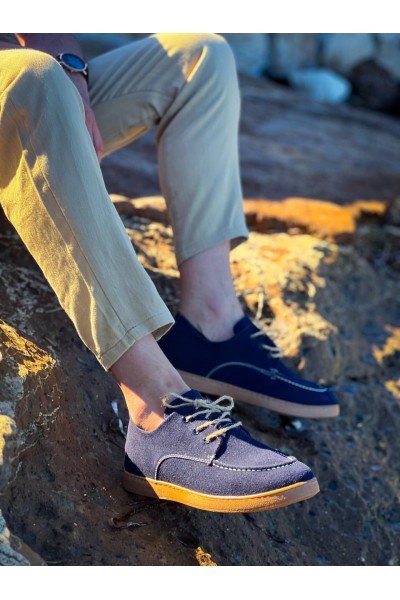 KB-X5 Kuback Lacivert  Süet Bağcıklı  Günlük Erkek Ayakkabı