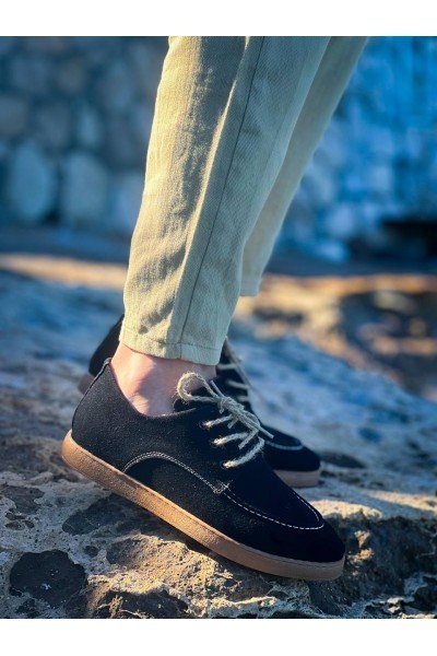 KB-X5 Kuback Siyah  Süet Bağcıklı  Günlük Erkek Ayakkabı