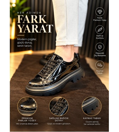 BayTuluk BT-X24 Siyah Rugan Vegan Deri Siyah Yüksek Taban Erkek Günlük Spor Ayakkabı BayTuluk BT-X24 Siyah Rugan Vegan Deri Siyah Yüksek Taban Erkek Günlük Spor Ayakkabı