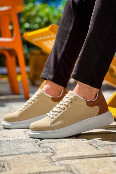 KB-X500  Kuback Bej Taba Süet Yüksek Taban Bağcıklı Günlük Erkek Ayakkabı