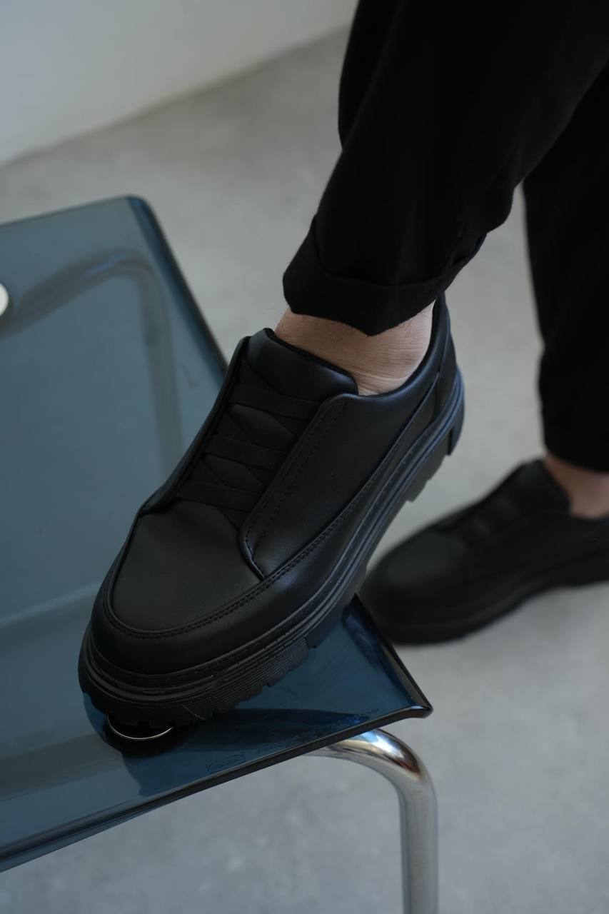 KB-703 Kuback Kömür Cilt Lastikli Günlük Erkek Ayakkabı