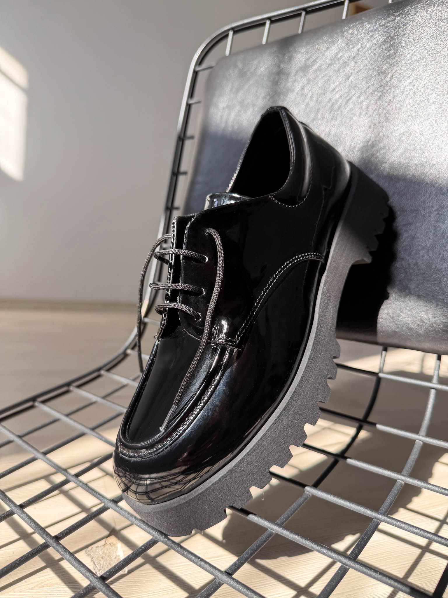 KB-KX6 Kuback Kömür Rugan Bağcıklı Günlük Unisex Ayakkabı